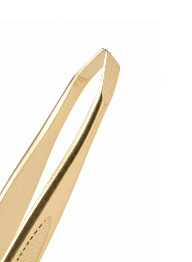 ملاقط ذهبية عالية الدقة - قبضة مانعة للانزلاق، مصنوعة من الفولاذ المقاوم للصدأ المتين، لإزالة الشعر من الجذور بدقة - Image 4